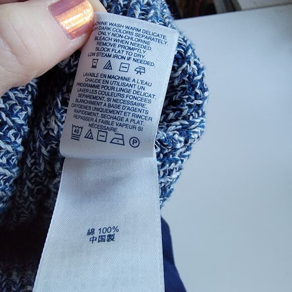 Lands’ End Men’s Drifter Sweater Blue Marled Cotton Knit Crewneck M Preppy - Picture 9 of 9